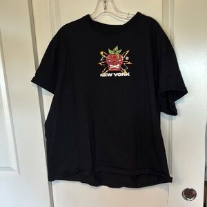 Black Short Sleeve Tee with Cartoon Graphic